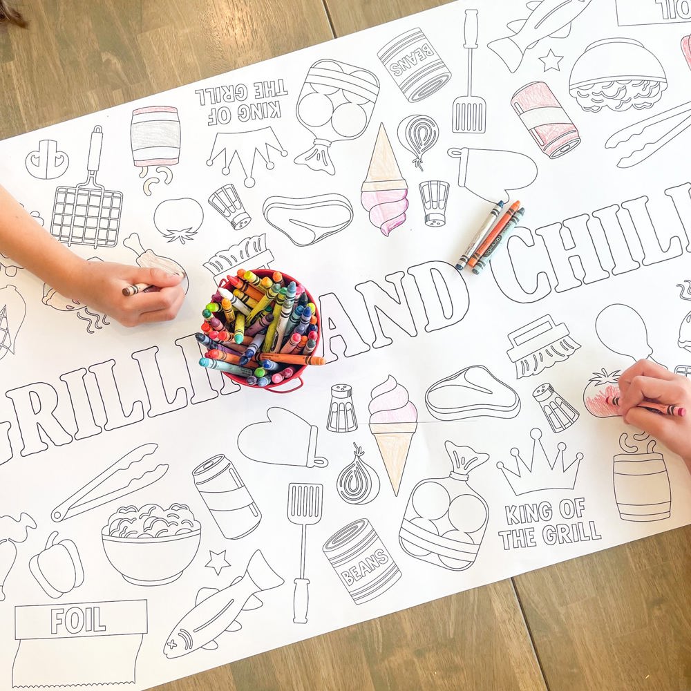 BBQ Coloring Table Runner Summer