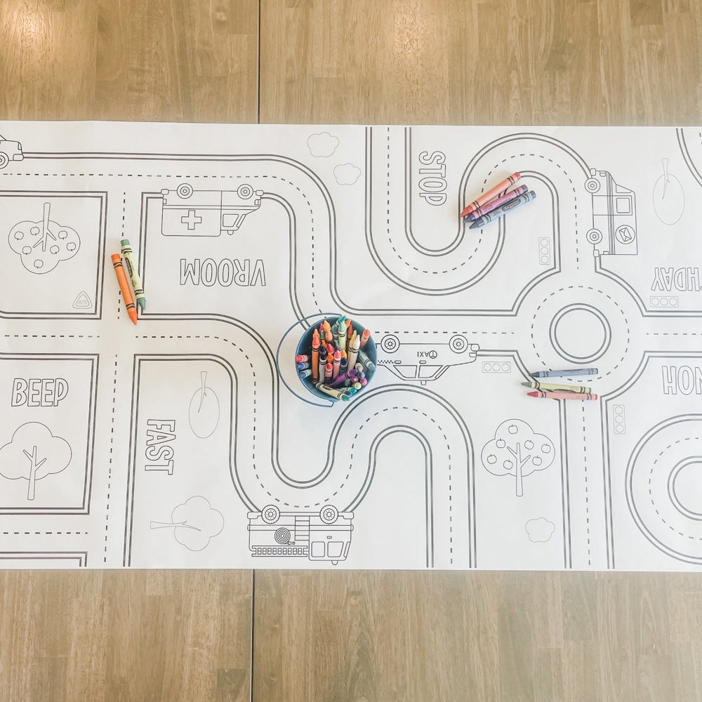 Cars and Trucks Coloring Table Runner