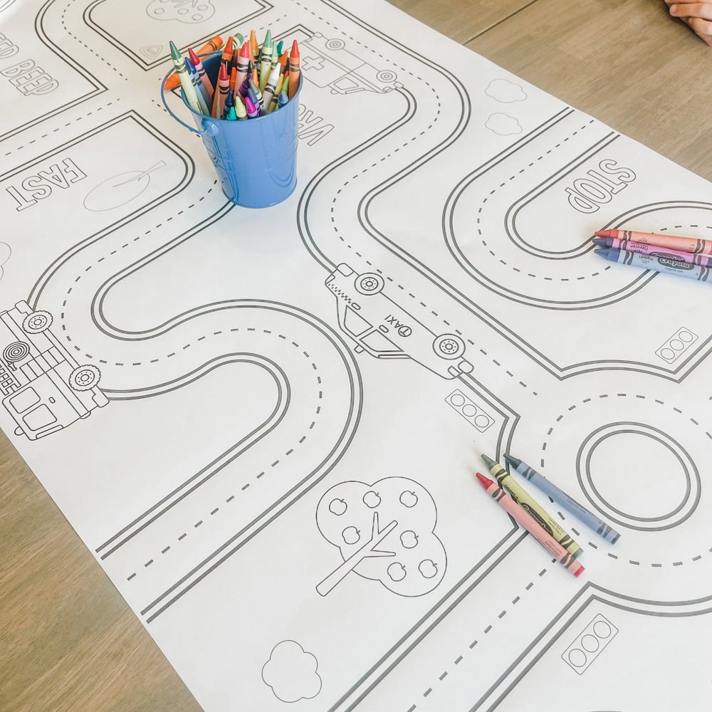 Cars and Trucks Coloring Table Runner