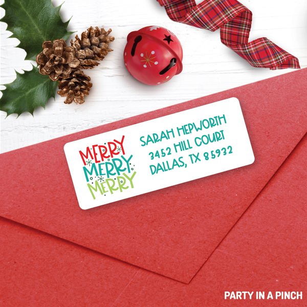 CHRISTMAS Address Labels, Merry Merry Merry, Christmas return address labels, Christmas address stickers, Holiday stickers, Personalized