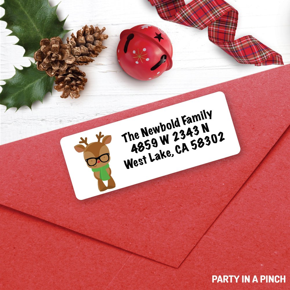 CHRISTMAS Address Labels, Reindeer Glasses, Christmas return address labels, Christmas address stickers, Holiday stickers, Personalized