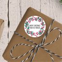  Christmas Berry Wreath Favor Sticker Set 2.5"| Personalized