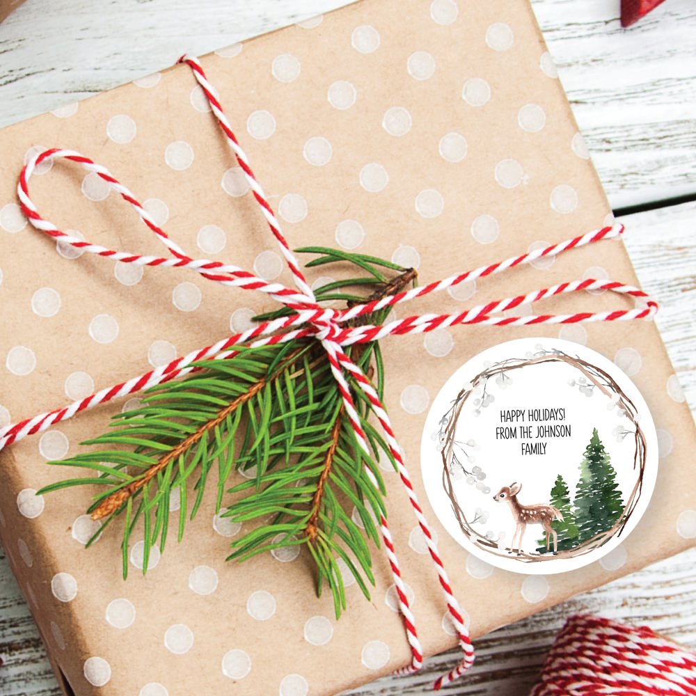 Christmas Deer Favor Sticker Set 2.5"| Personalized