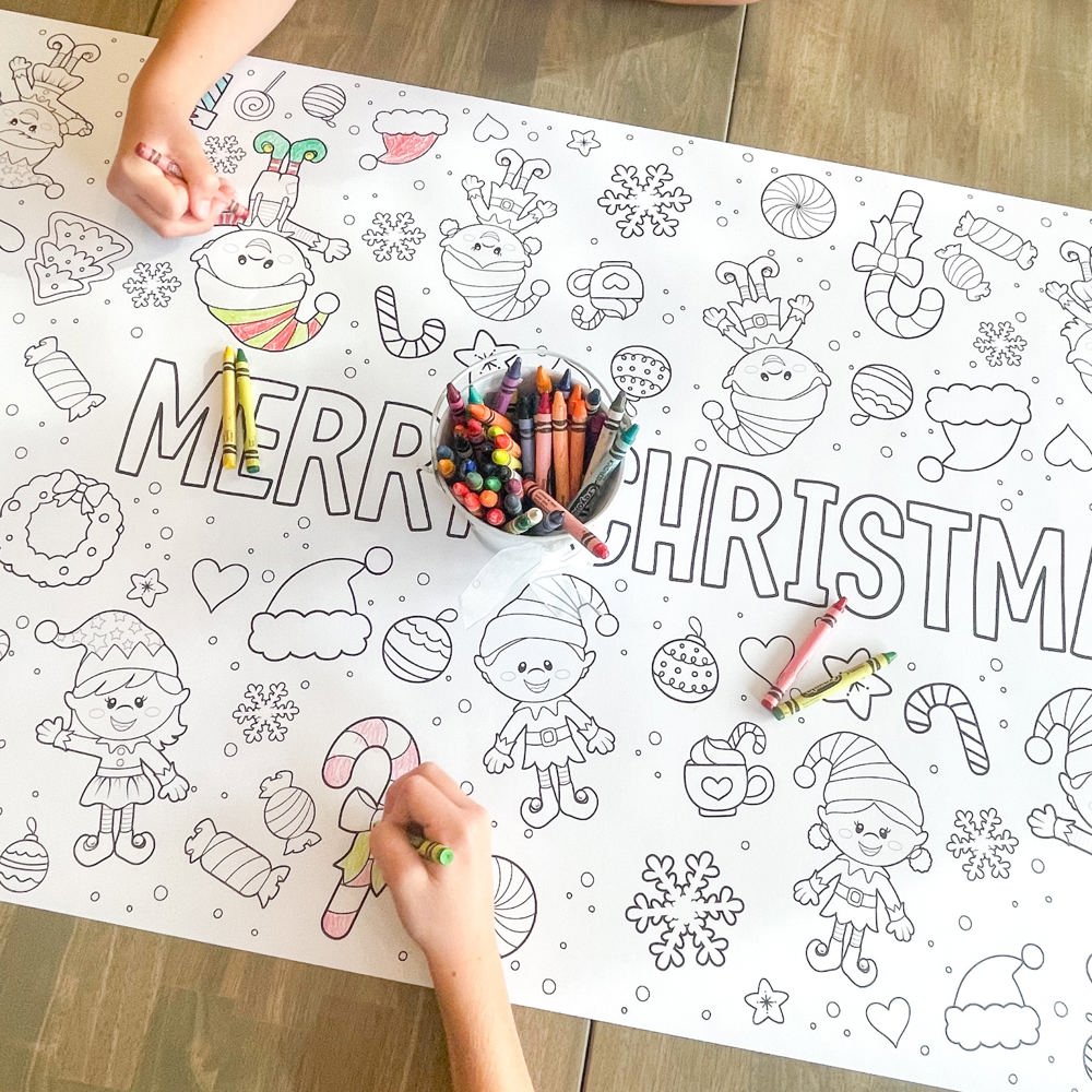 Christmas Elf Coloring Table Runner Christmas