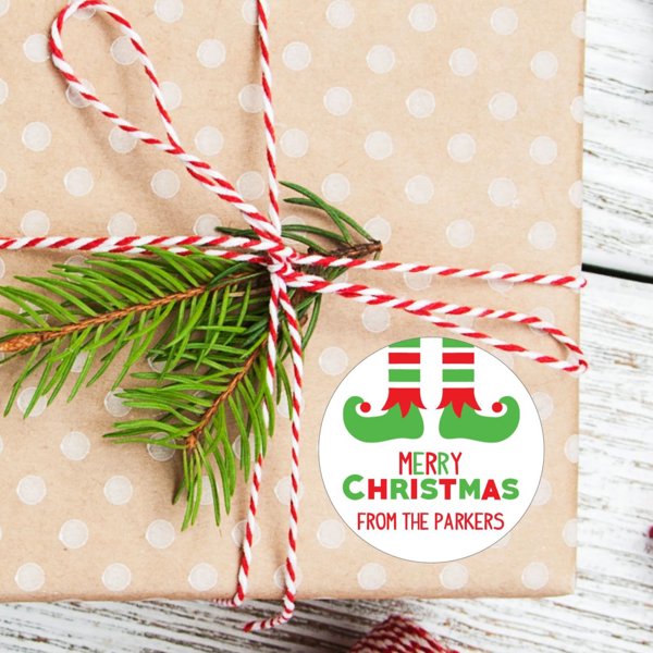 Christmas Elf Feet Favor Sticker Set 2.5"| Personalized