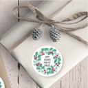  Christmas Eucalyptus Wreath Favor Sticker Set 2.5"| Personalized