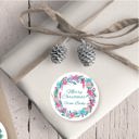  Christmas Pink Wreath Favor Sticker Set 2.5"| Personalized