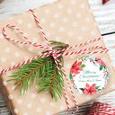  Christmas Red Poinsettia Favor Sticker Set 2.5"| Personalized