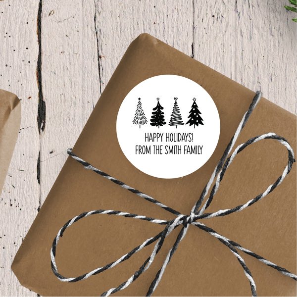 Christmas Trees Favor Sticker Set 2.5"| Personalized