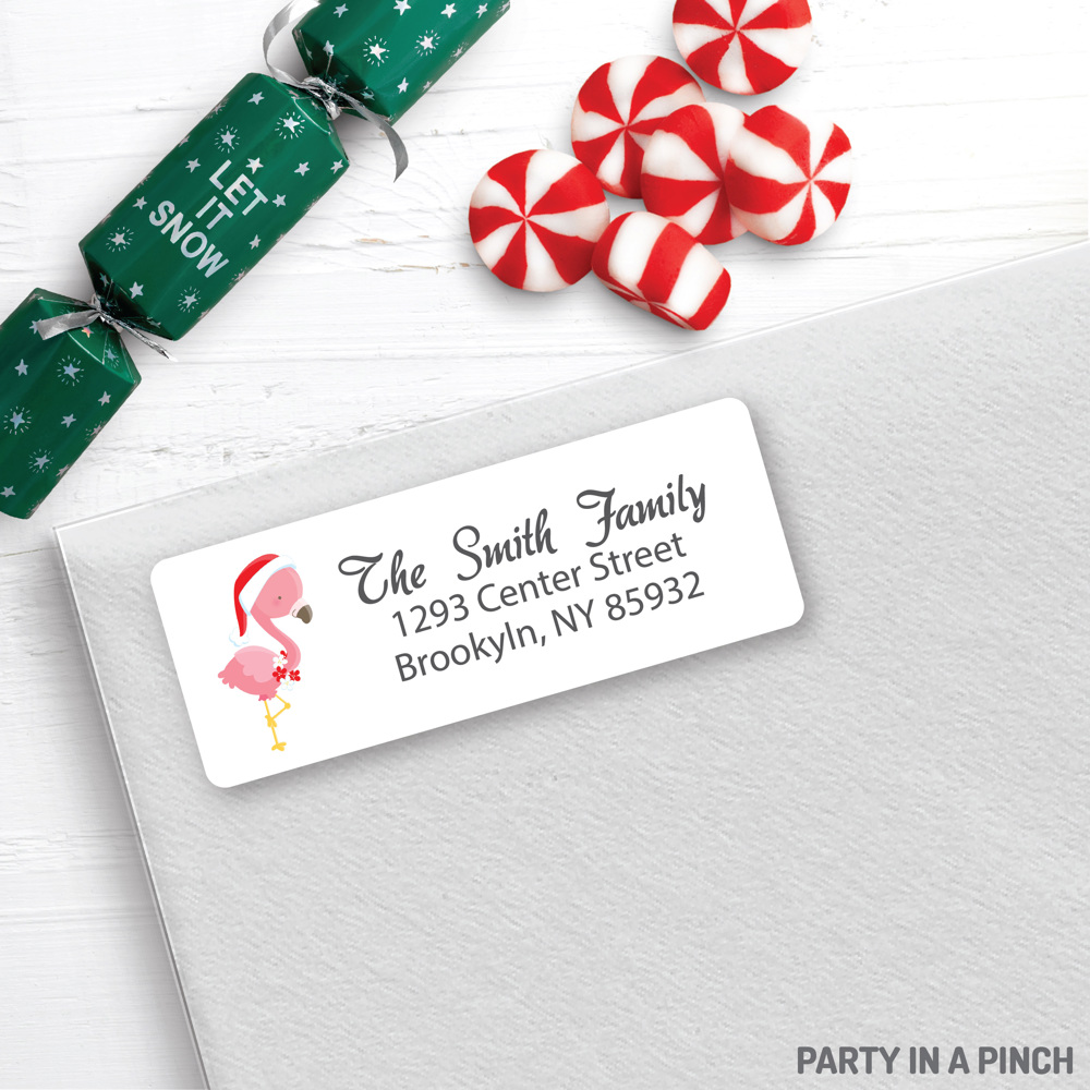 CHRISTMAS Address Labels, Christmas Flamingo, Christmas return address labels, Christmas address stickers, Holiday stickers, Personalized