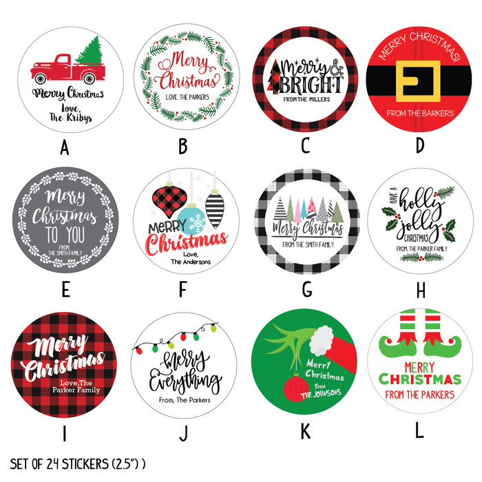 Personalized Christmas 2.5 inch Stickers 2, Christmas Stickers, Christmas Favor Stickers, Holiday Stickers,Digital File