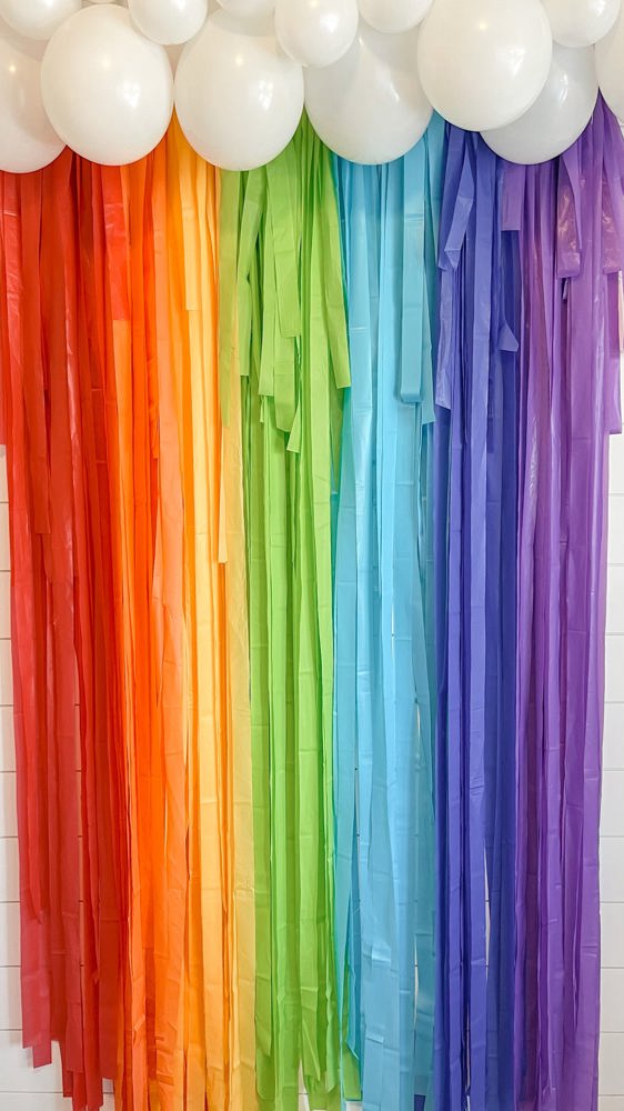 Classic Rainbow Fringe Streamer Backdrop