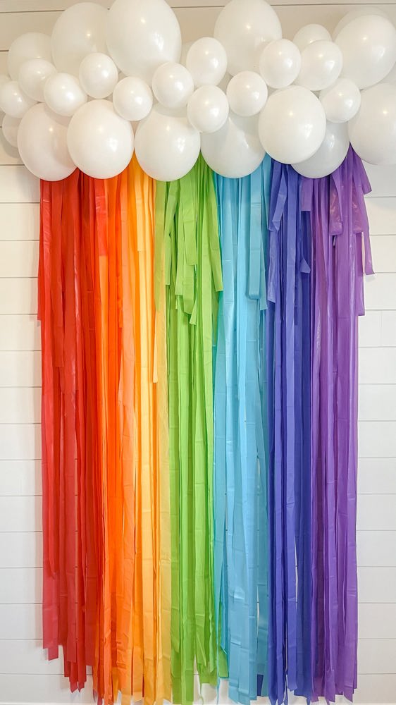 Classic Rainbow Fringe Streamer Backdrop