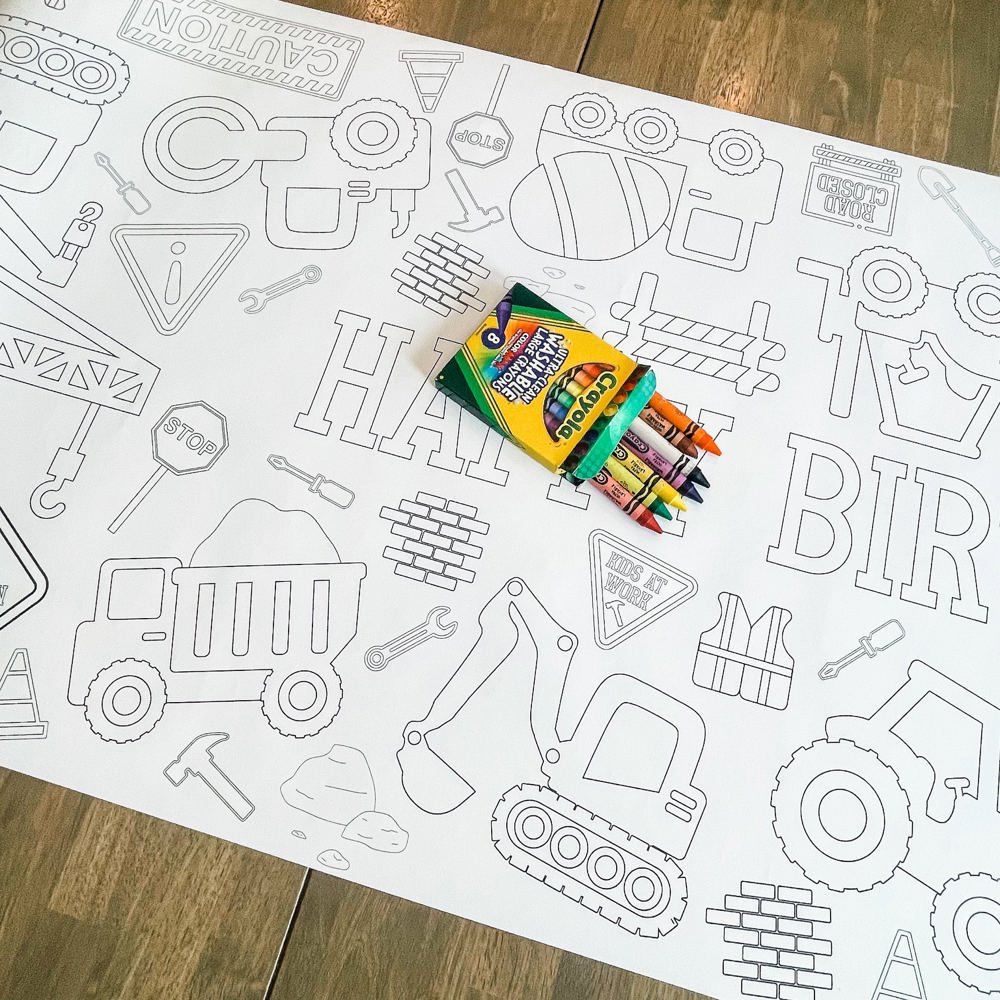 Construction Coloring Table Runner