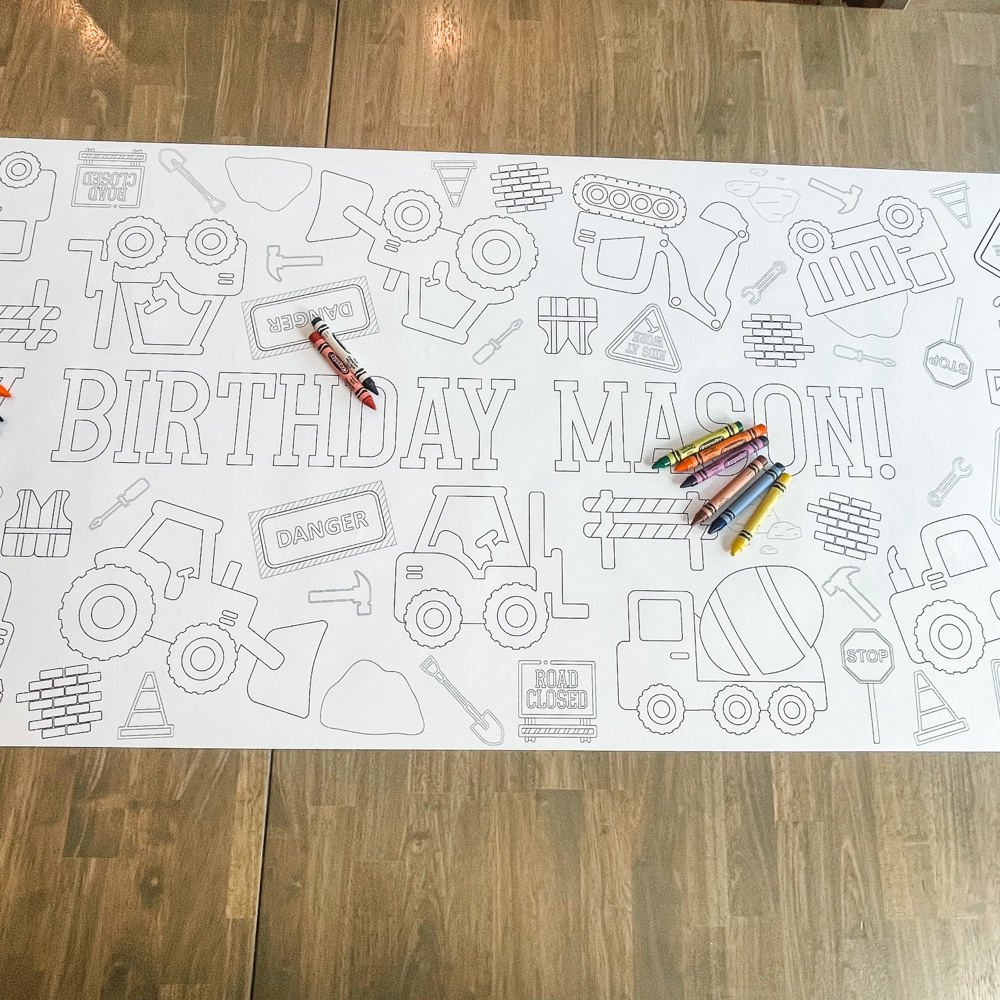 Construction Coloring Table Runner