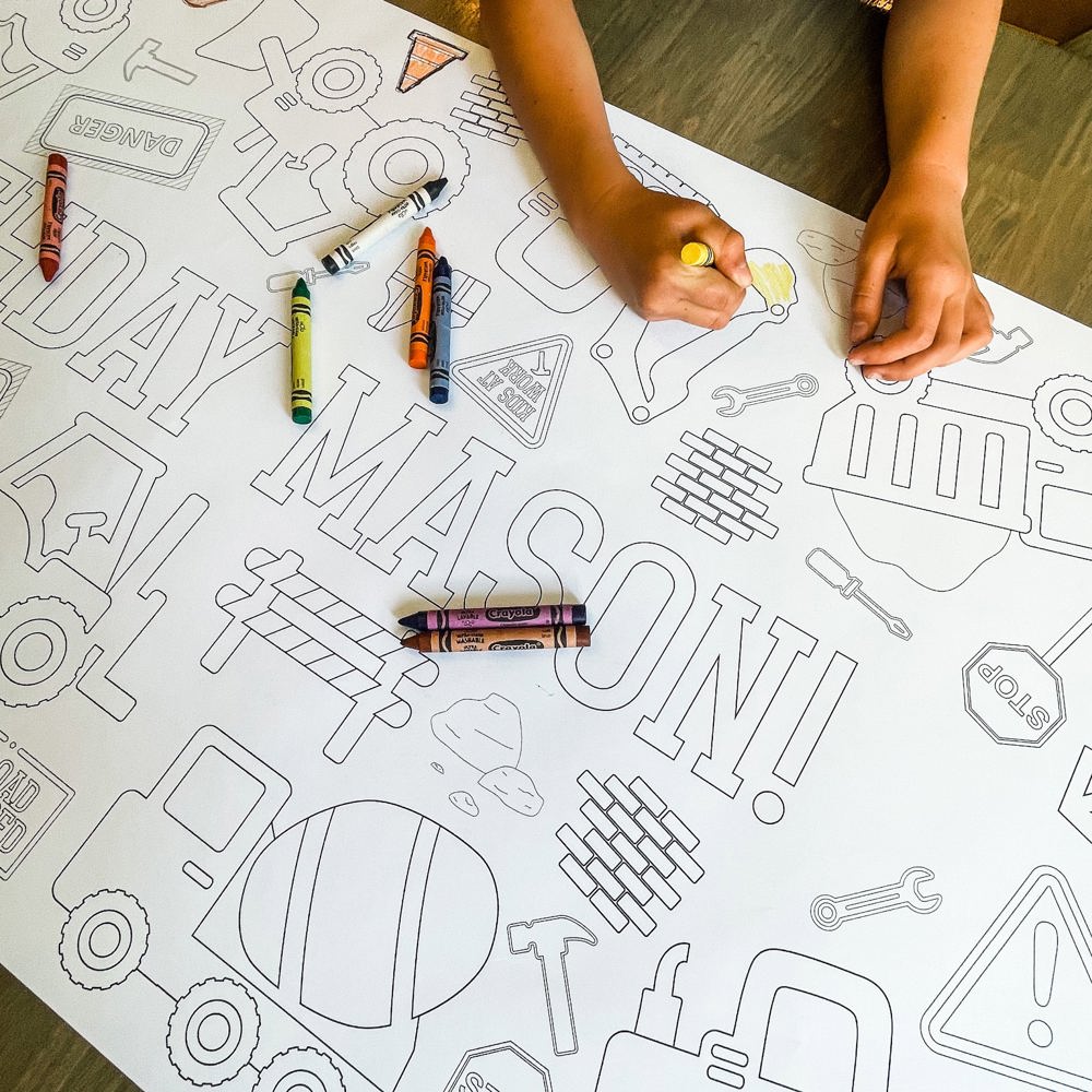 Construction Coloring Table Runner