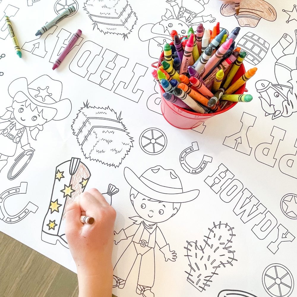 Cowboy Coloring Table Runner