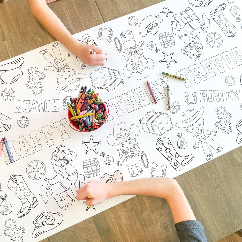 Cowboy Coloring Table Runner