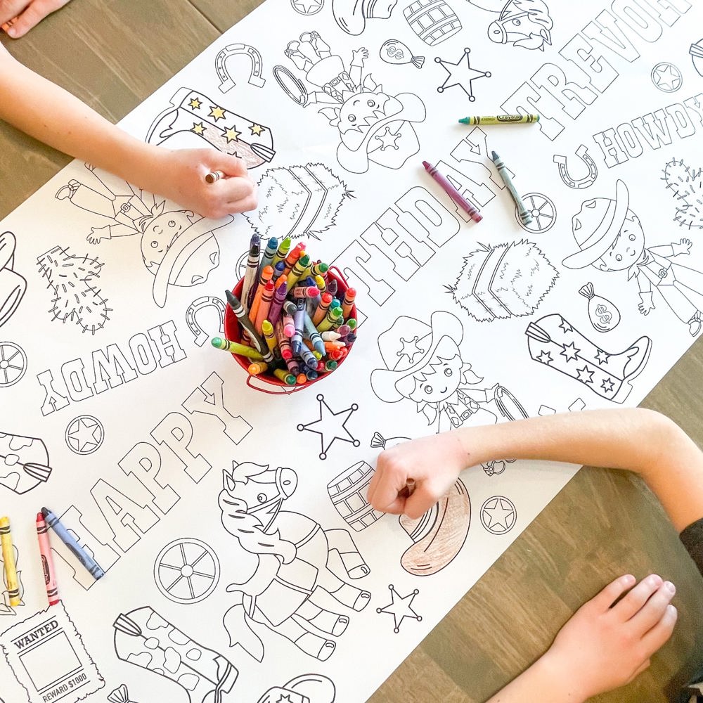 Cowboy Coloring Table Runner