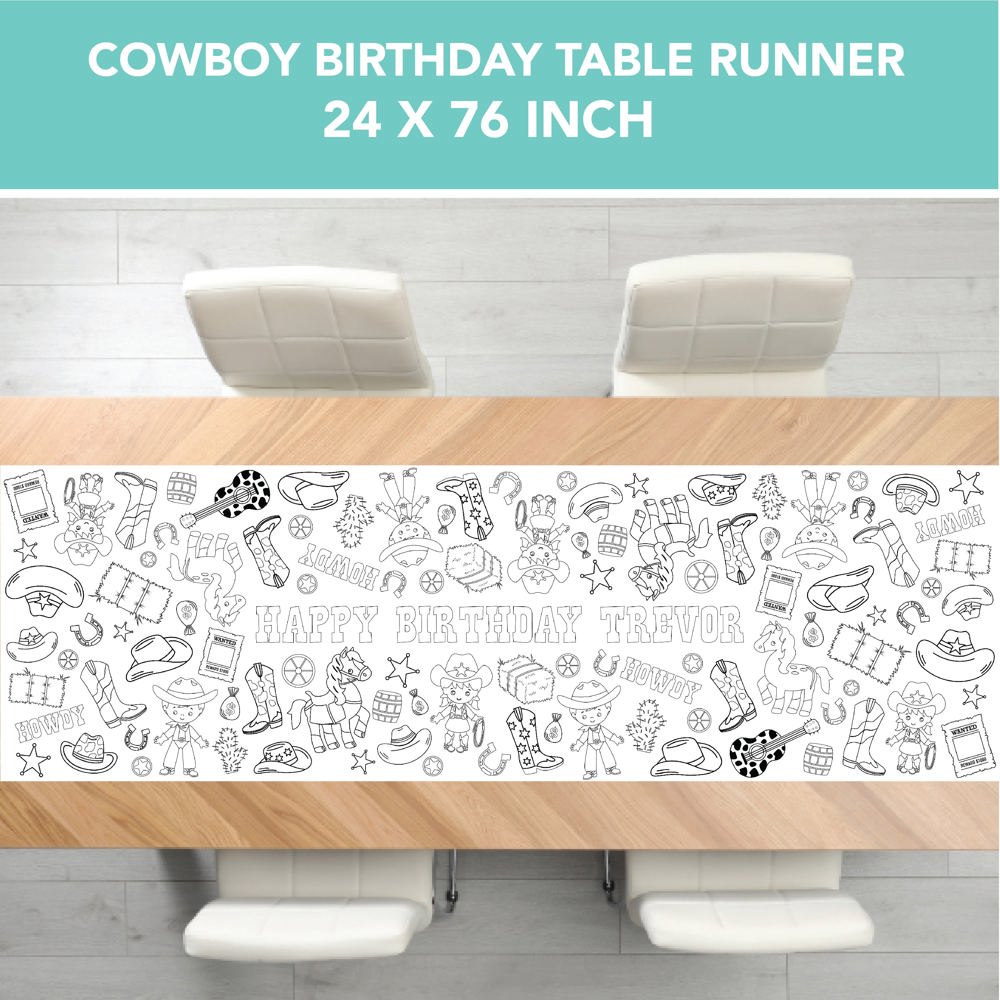 Cowboy Coloring Table Runner