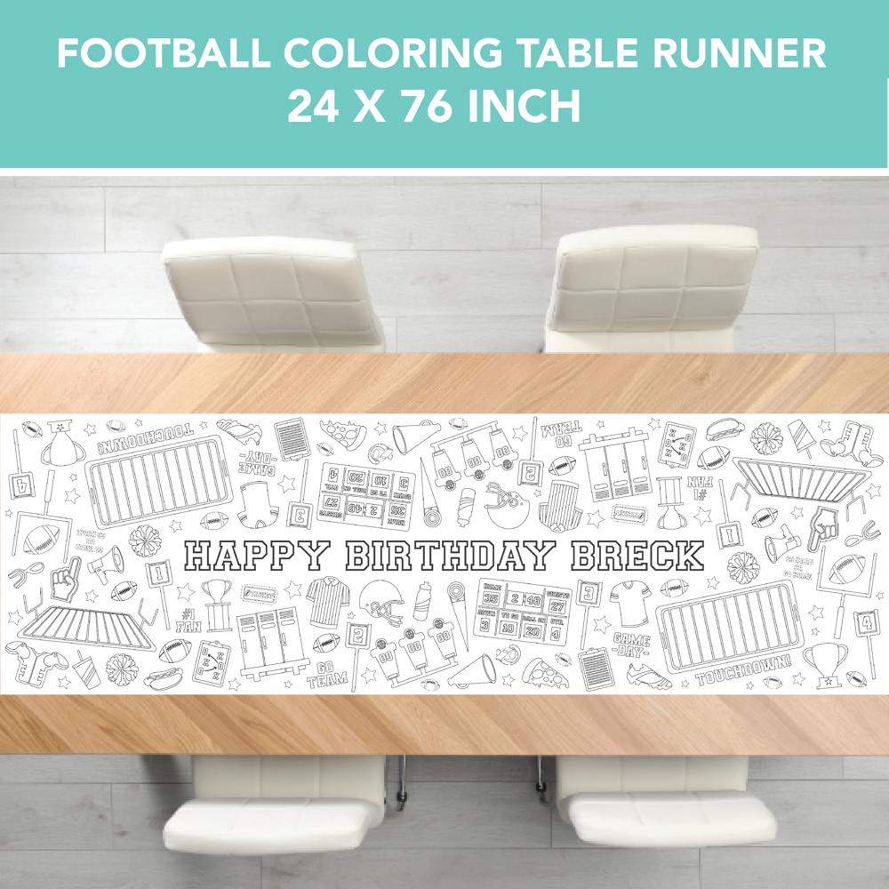 Football Coloring Table Runner Football Party