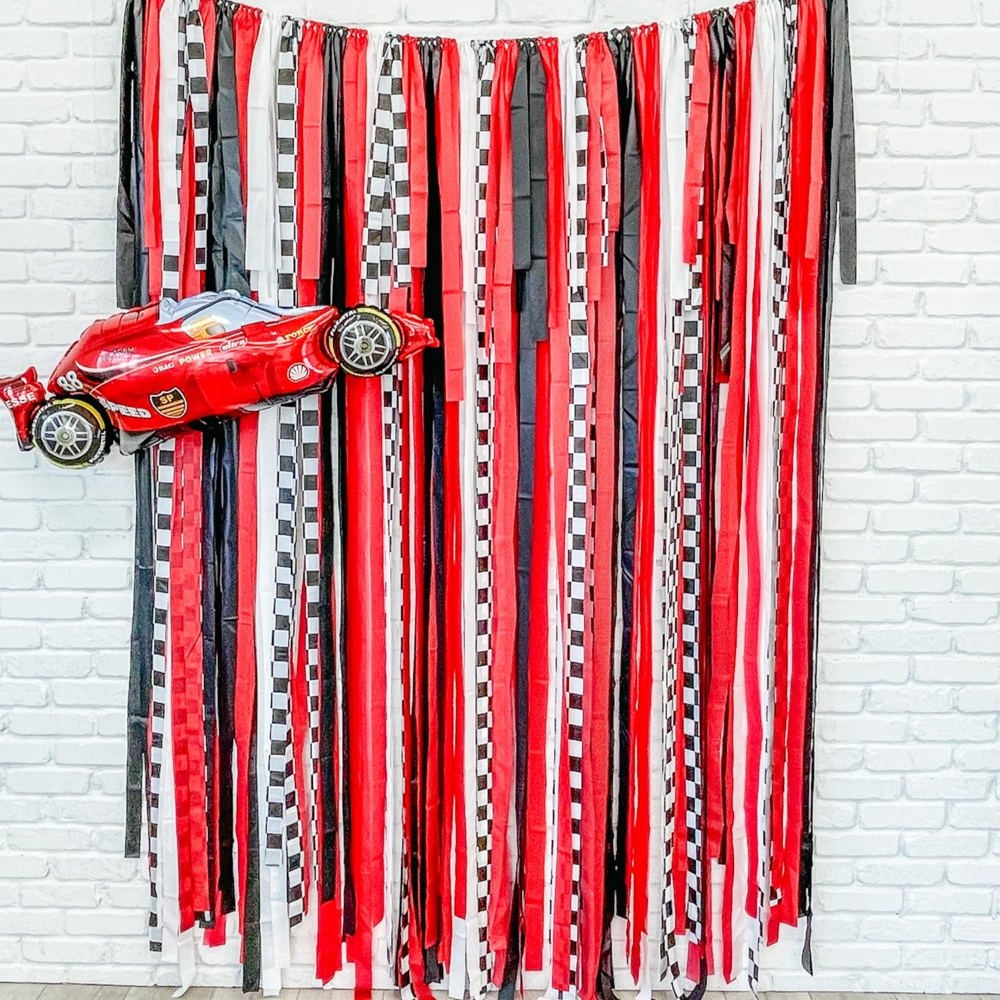 Race Car Fringe Streamer Backdrop