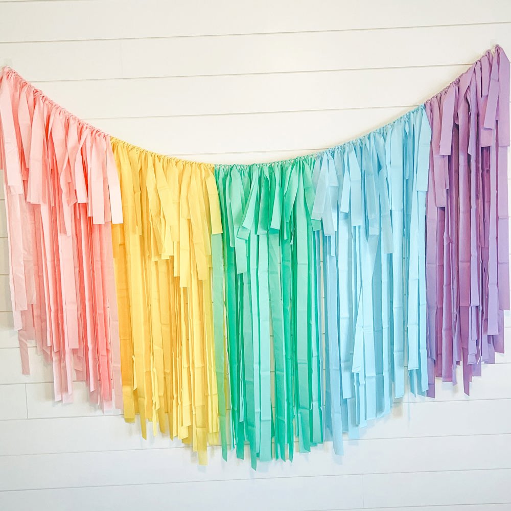 Pastel Rainbow Short Fringe Streamer Backdrop