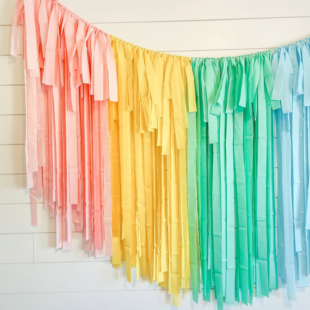 Pastel Rainbow Short Fringe Streamer Backdrop