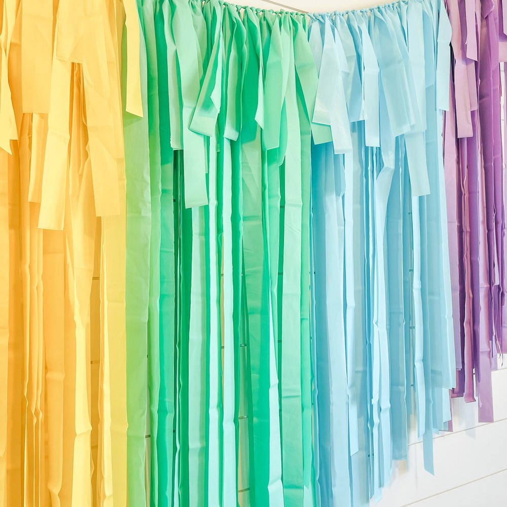 Pastel Rainbow Short Fringe Streamer Backdrop