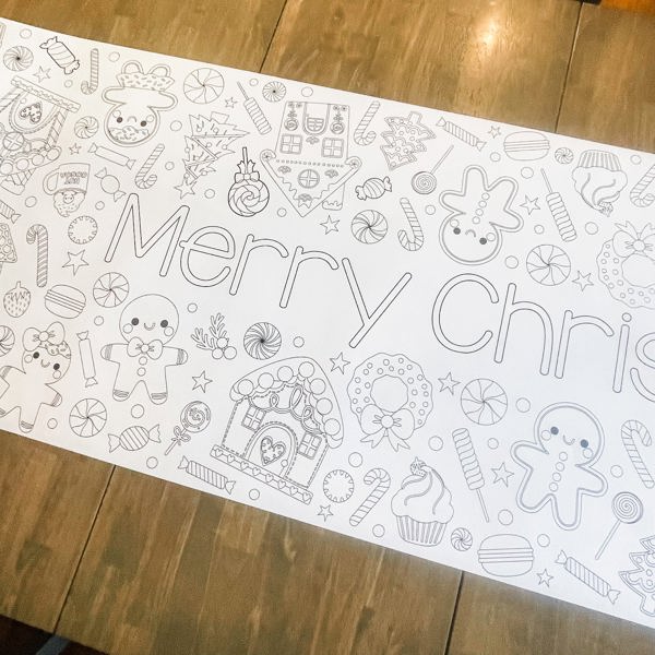 Gingerbread Party Coloring Table Runner Christmas