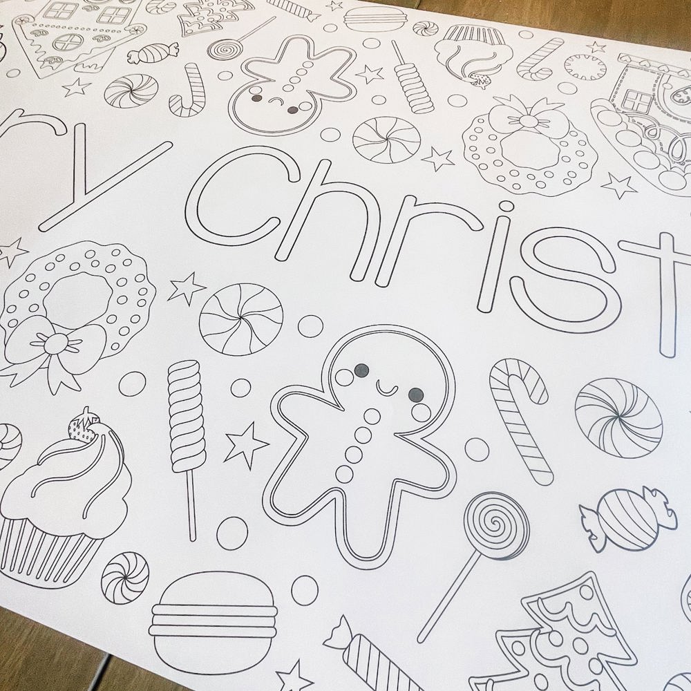 Gingerbread Party Coloring Table Runner Christmas