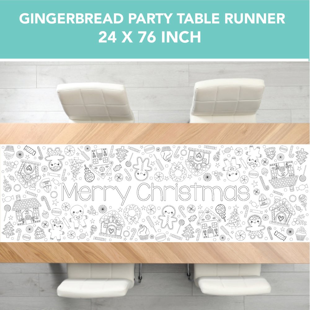 Gingerbread Party Coloring Table Runner Christmas