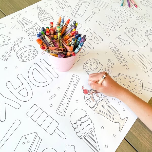 Ice Cream Party Coloring Table Runner Ice Cream Party