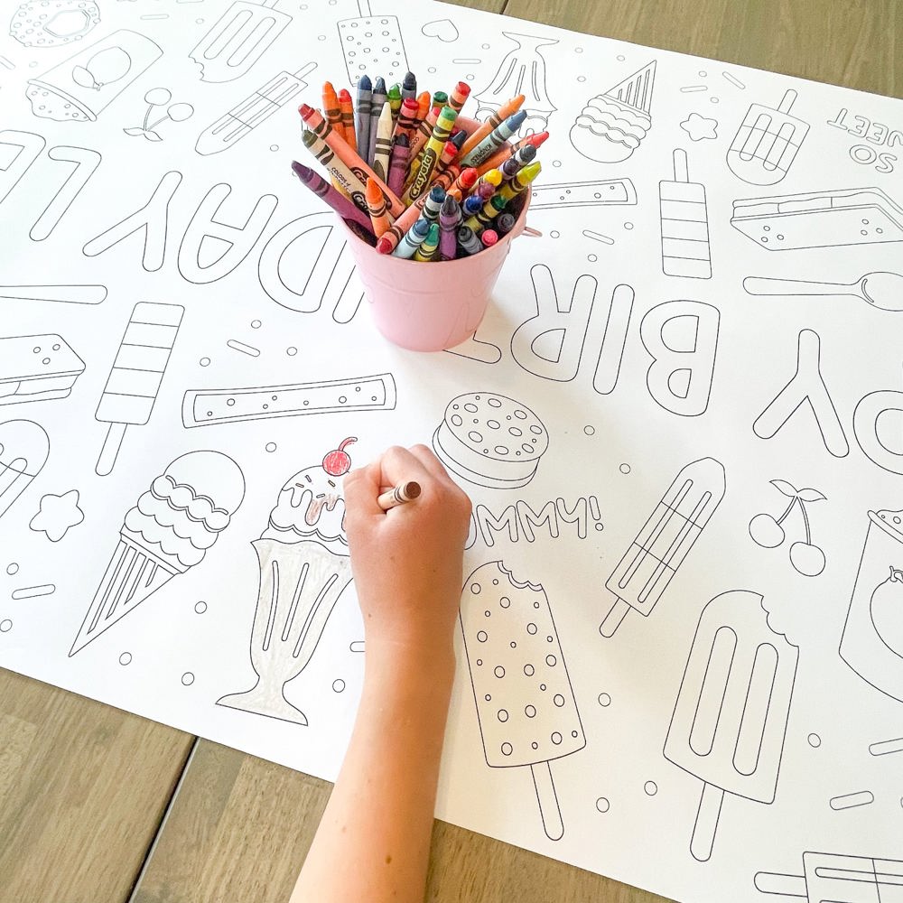 Ice Cream Party Coloring Table Runner Ice Cream Party