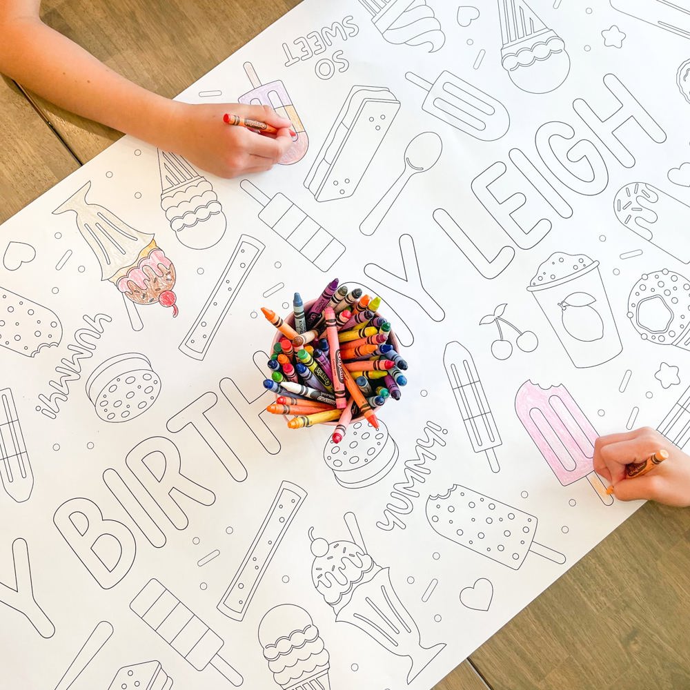 Ice Cream Party Coloring Table Runner Ice Cream Party