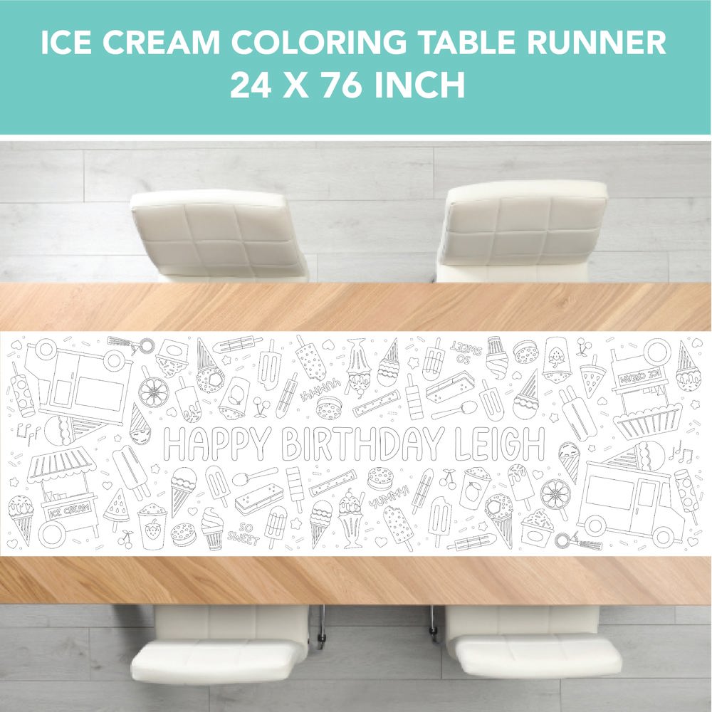 Ice Cream Party Coloring Table Runner Ice Cream Party