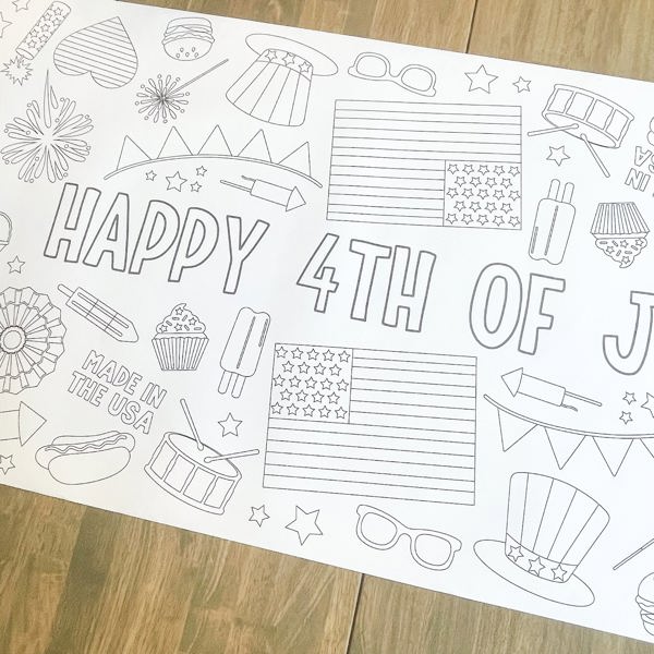 July 4th Party Coloring Table Runner