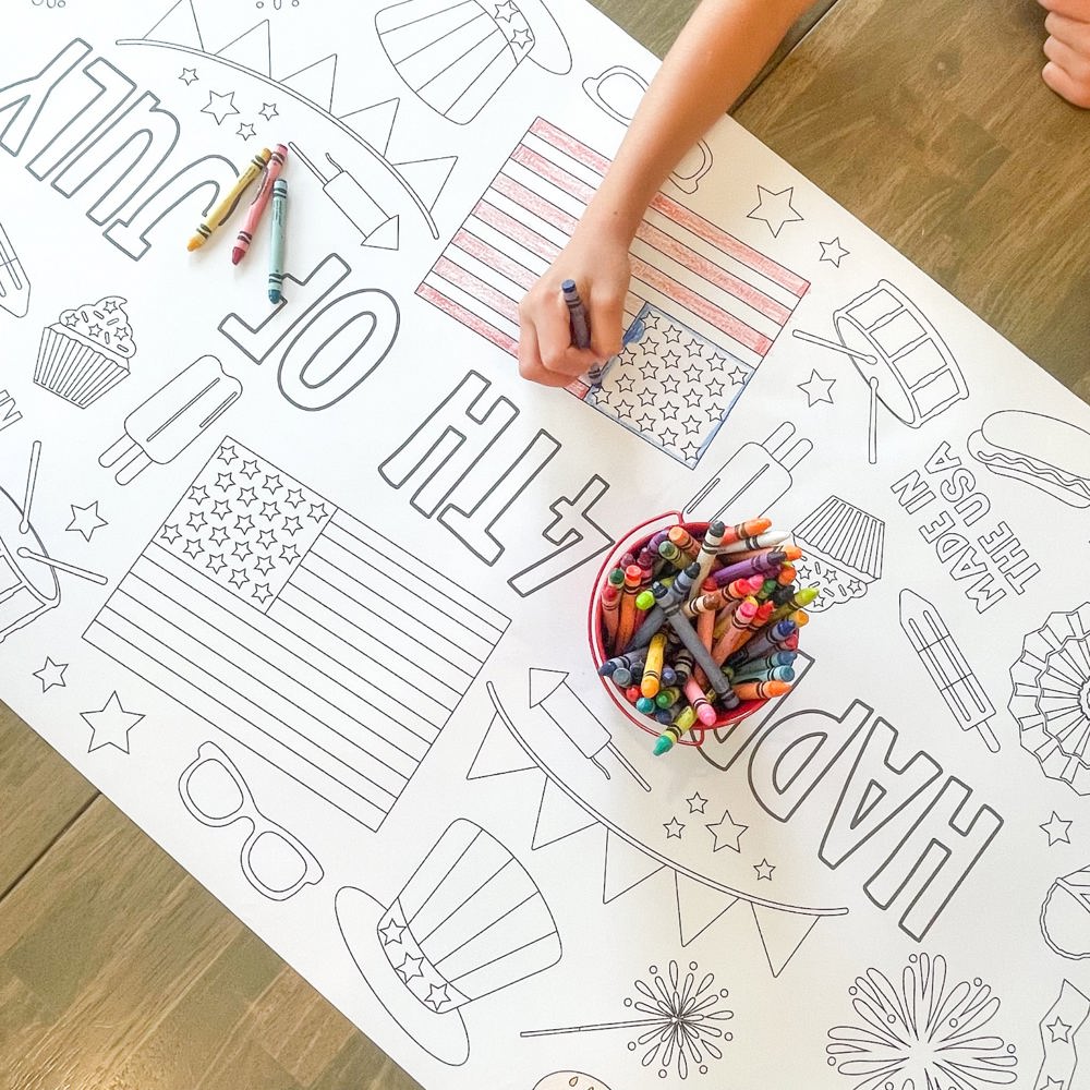 July 4th Party Coloring Table Runner