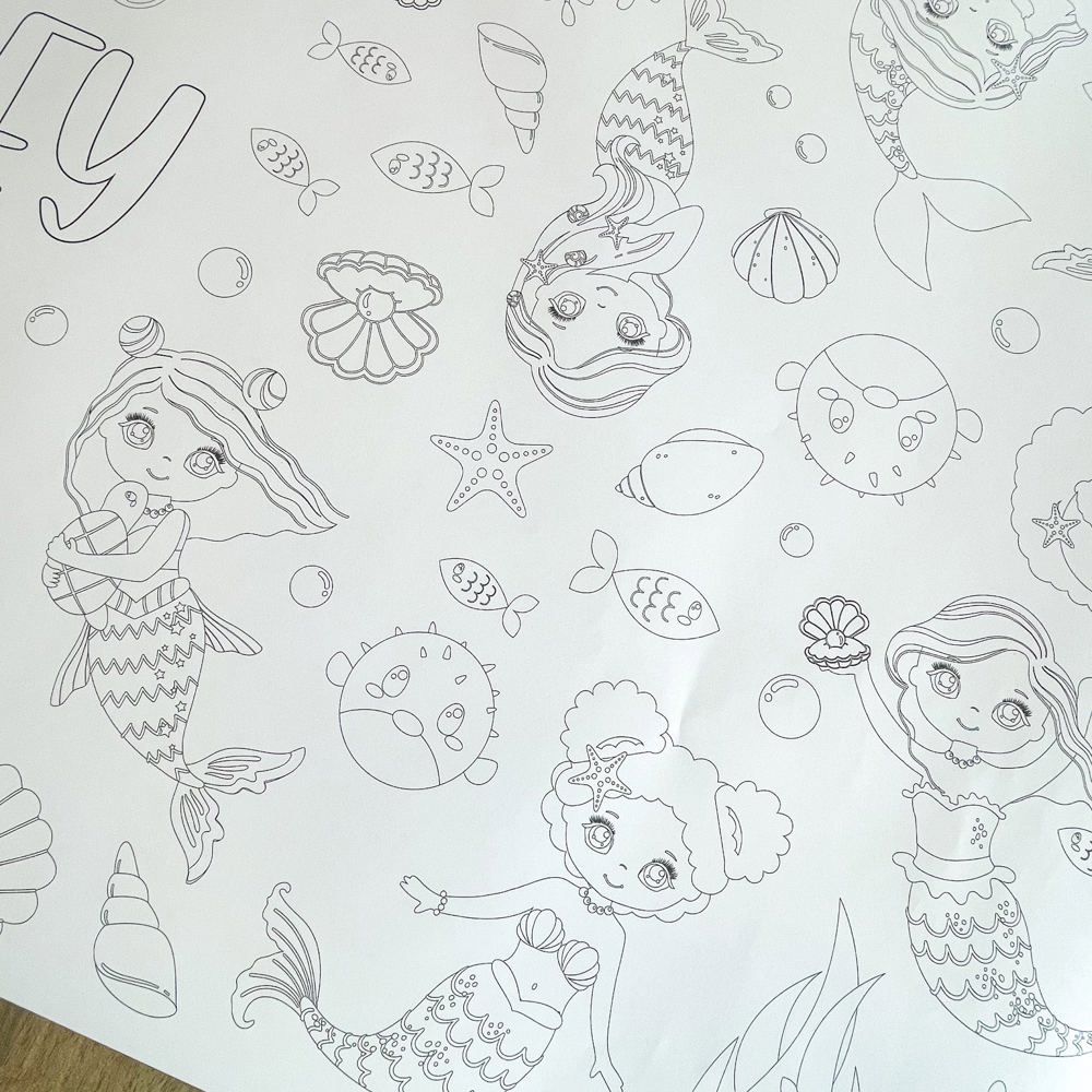 Mermaid Party Coloring Table Runner Mermaid Party