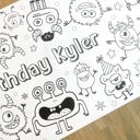  Monster Coloring Table Runner Monster Party