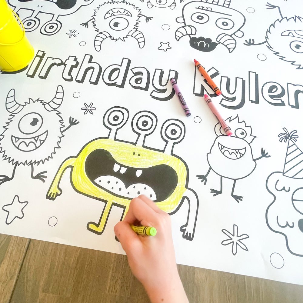 Monster Coloring Table Runner Monster Party