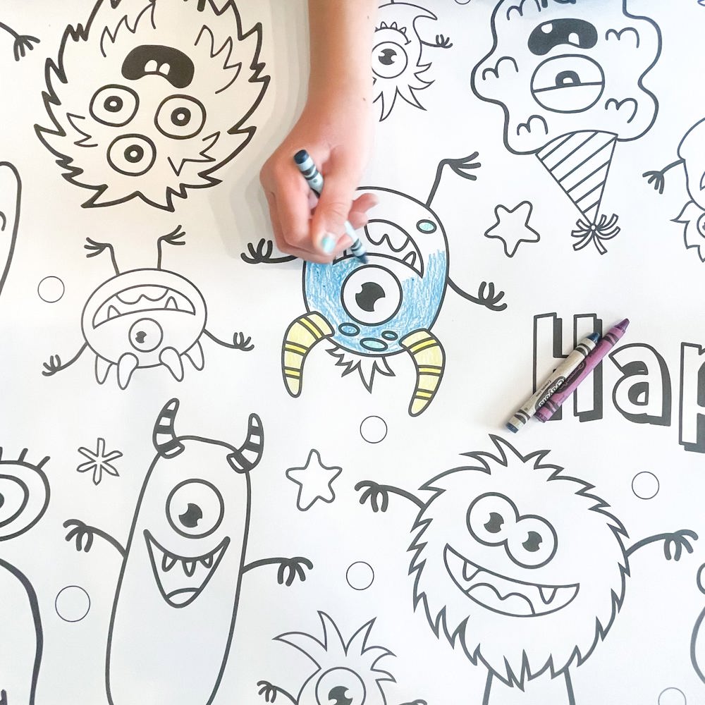 Monster Coloring Table Runner Monster Party