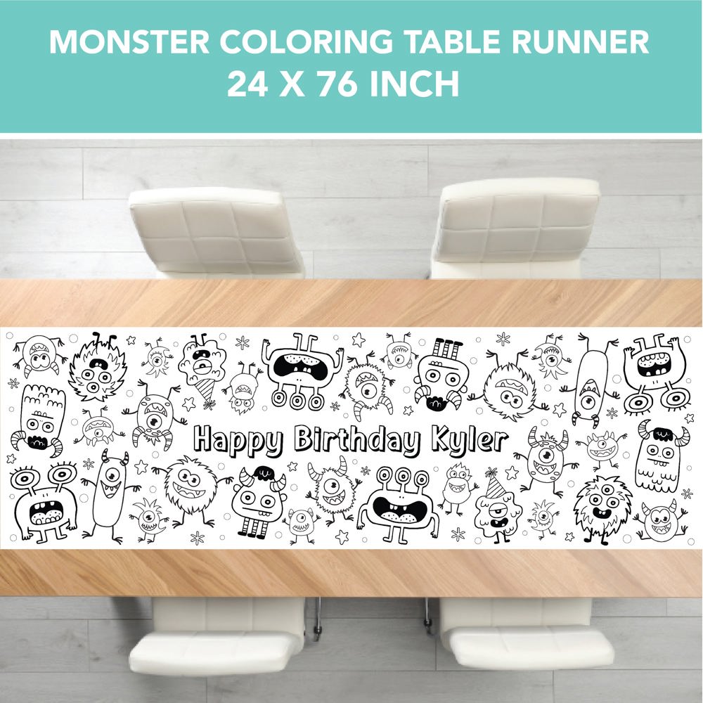 Monster Coloring Table Runner Monster Party