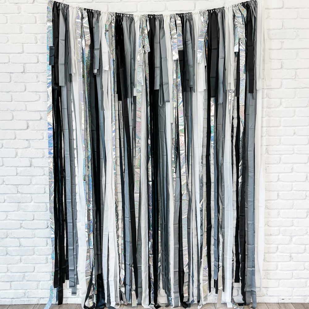 New Years Fringe Streamer Backdrop Silver