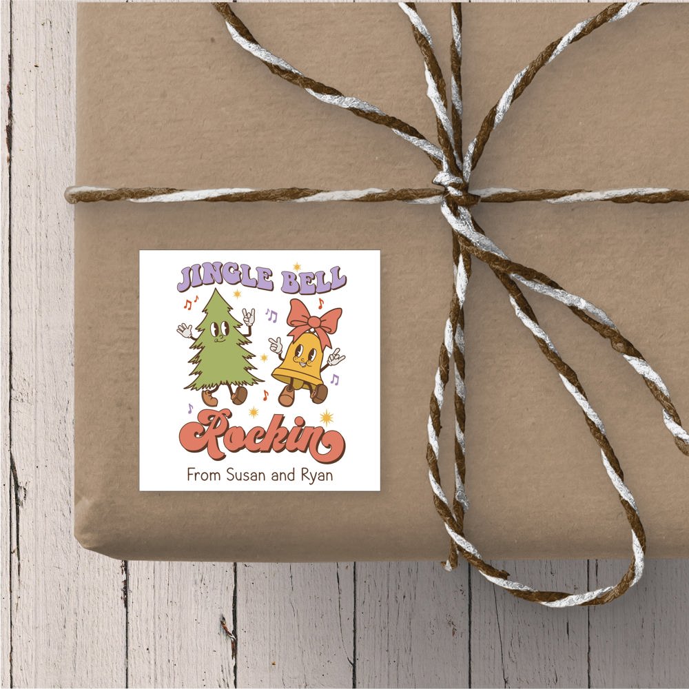 Merry and Bright Ginger Bread Hot Chocolate - Personalized Christmas Gift Stickers 2.5" x 2.5