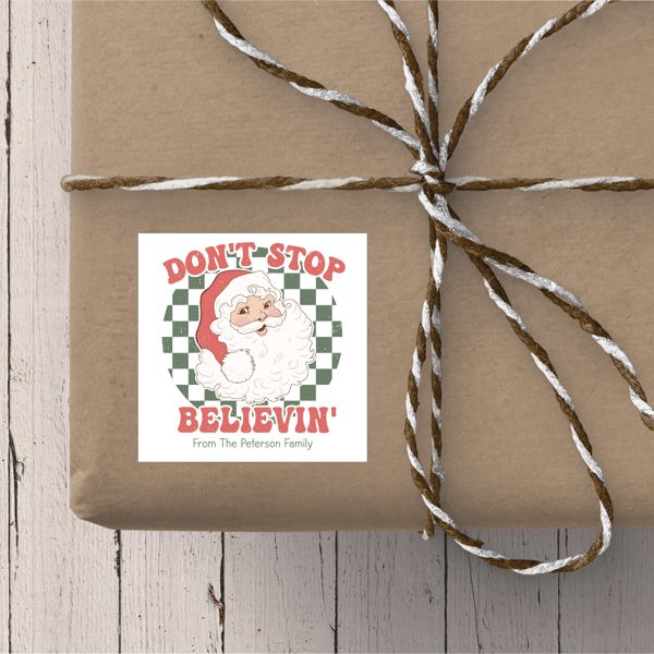 Merry Christmas Merry Trees - Personalized Christmas Gift Stickers 2.5" x 2.5"