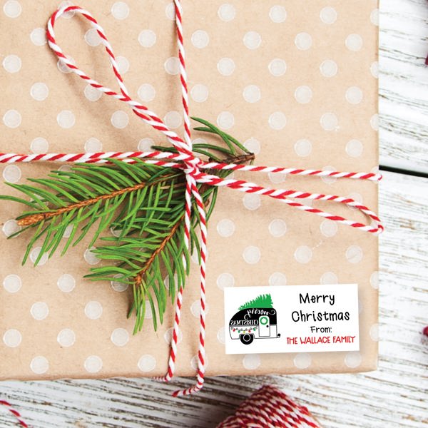 RV Camper Christmas- Personalized Christmas Gift Stickers