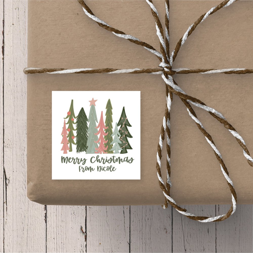 Merry Everything and Happy Always - Personalized Christmas Gift Stickers 2.5" x 2.5"