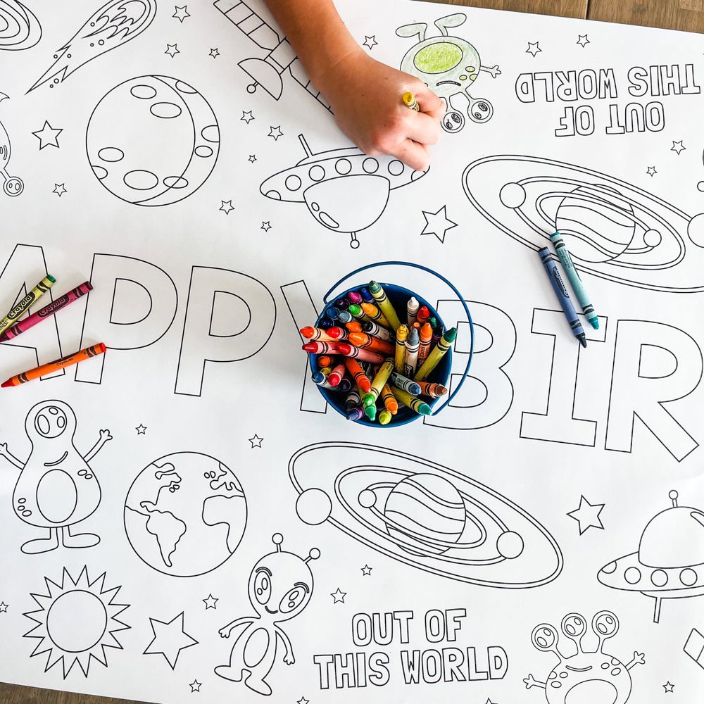 Outer Space Coloring Table Runner Space Party