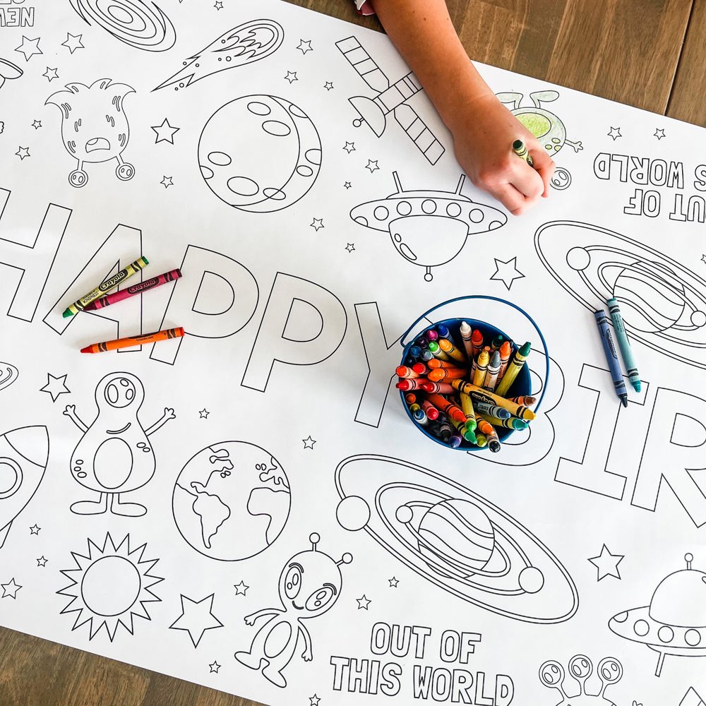 Outer Space Coloring Table Runner Space Party